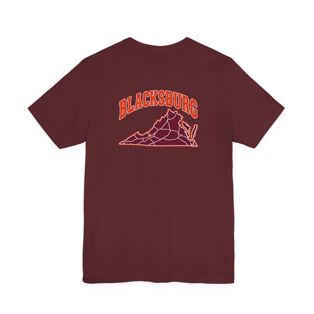 Blacksburg Roads T-Shirt — Maroon