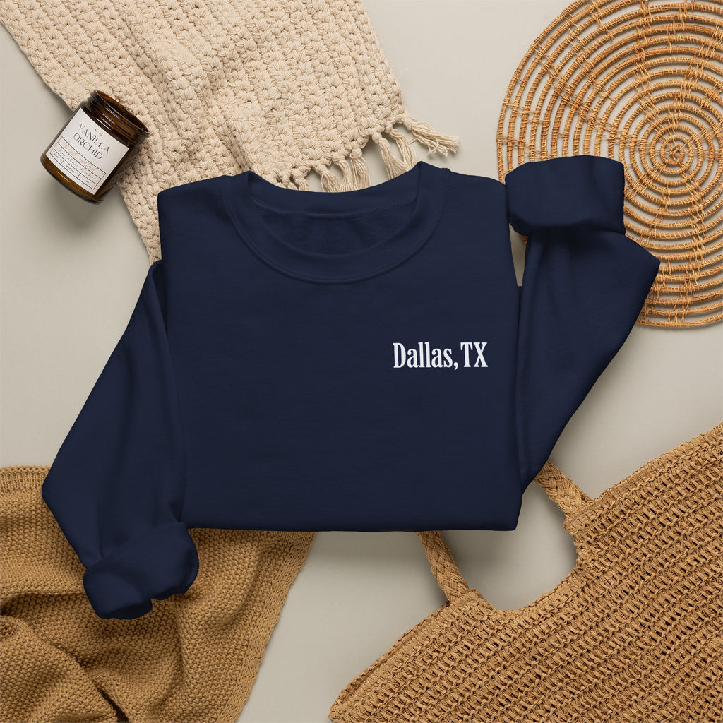 Dallas Football Crewneck Sweatshirt — Navy, White & Gray