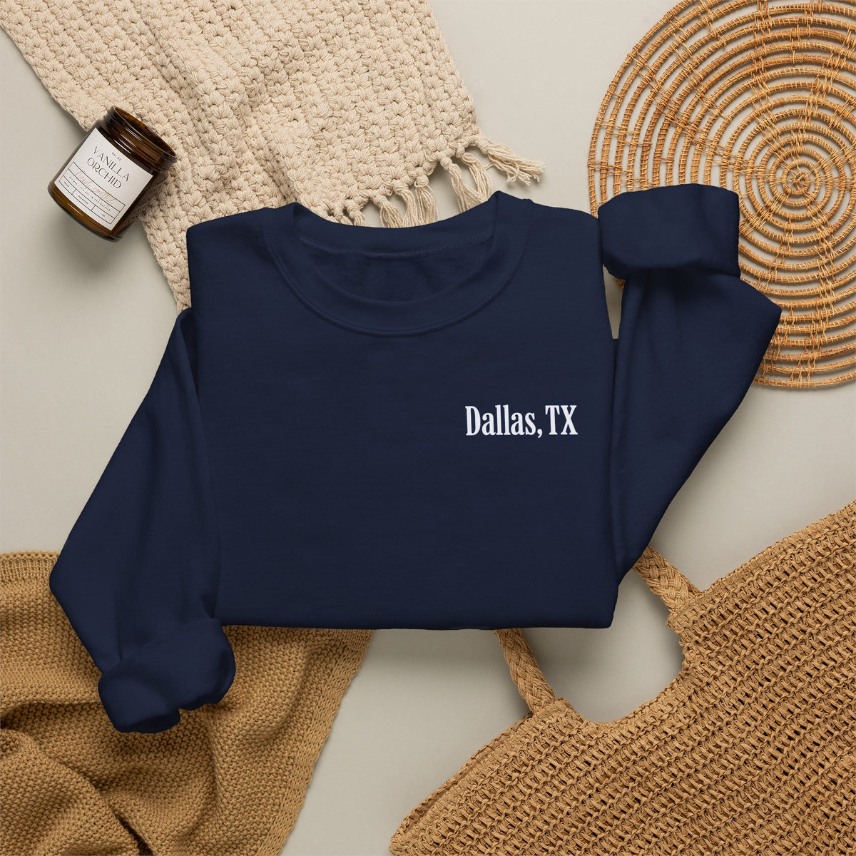 Dallas Football Crewneck Sweatshirt — Navy, White & Gray