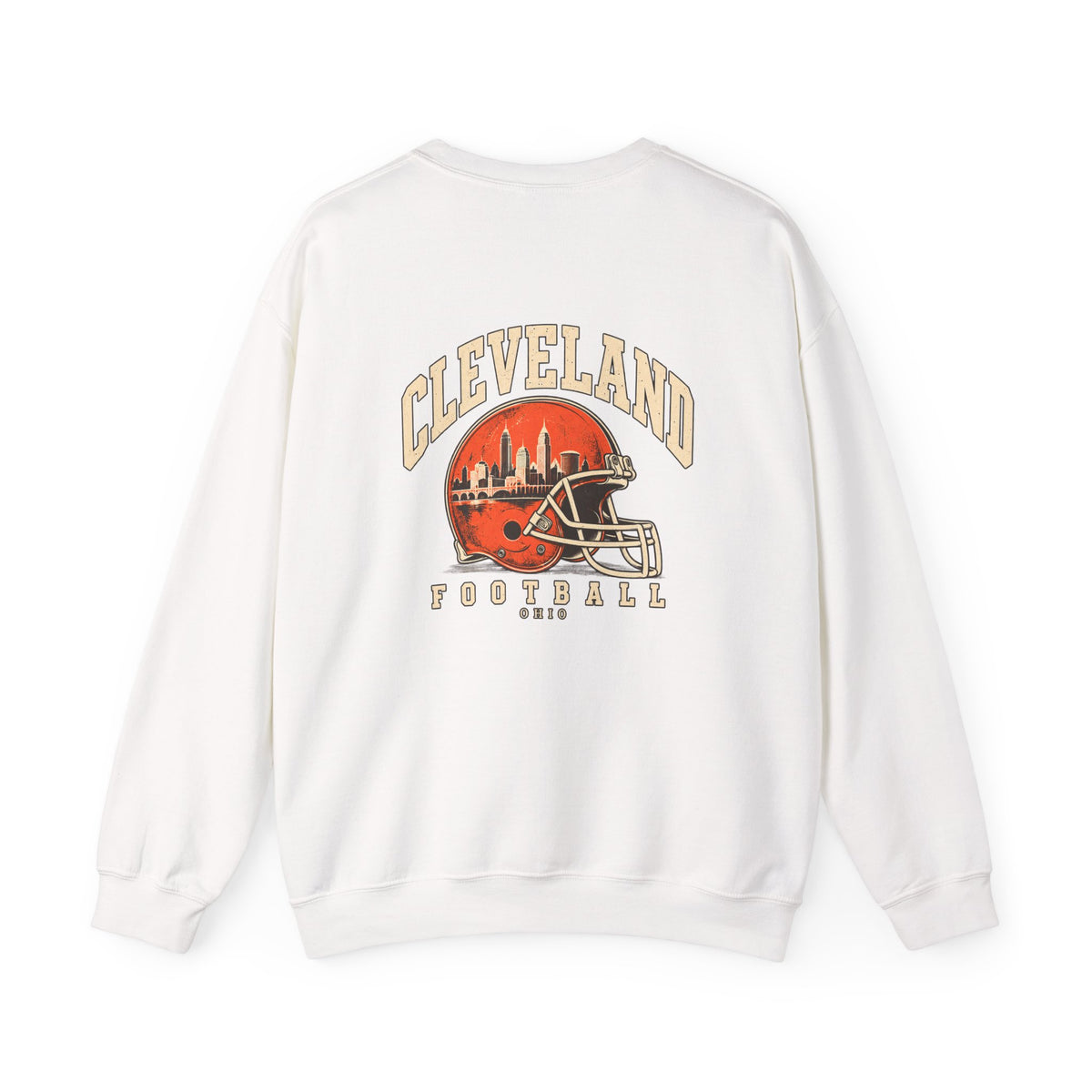 Cleveland Football Crewneck Sweatshirt — Brown, Orange & White