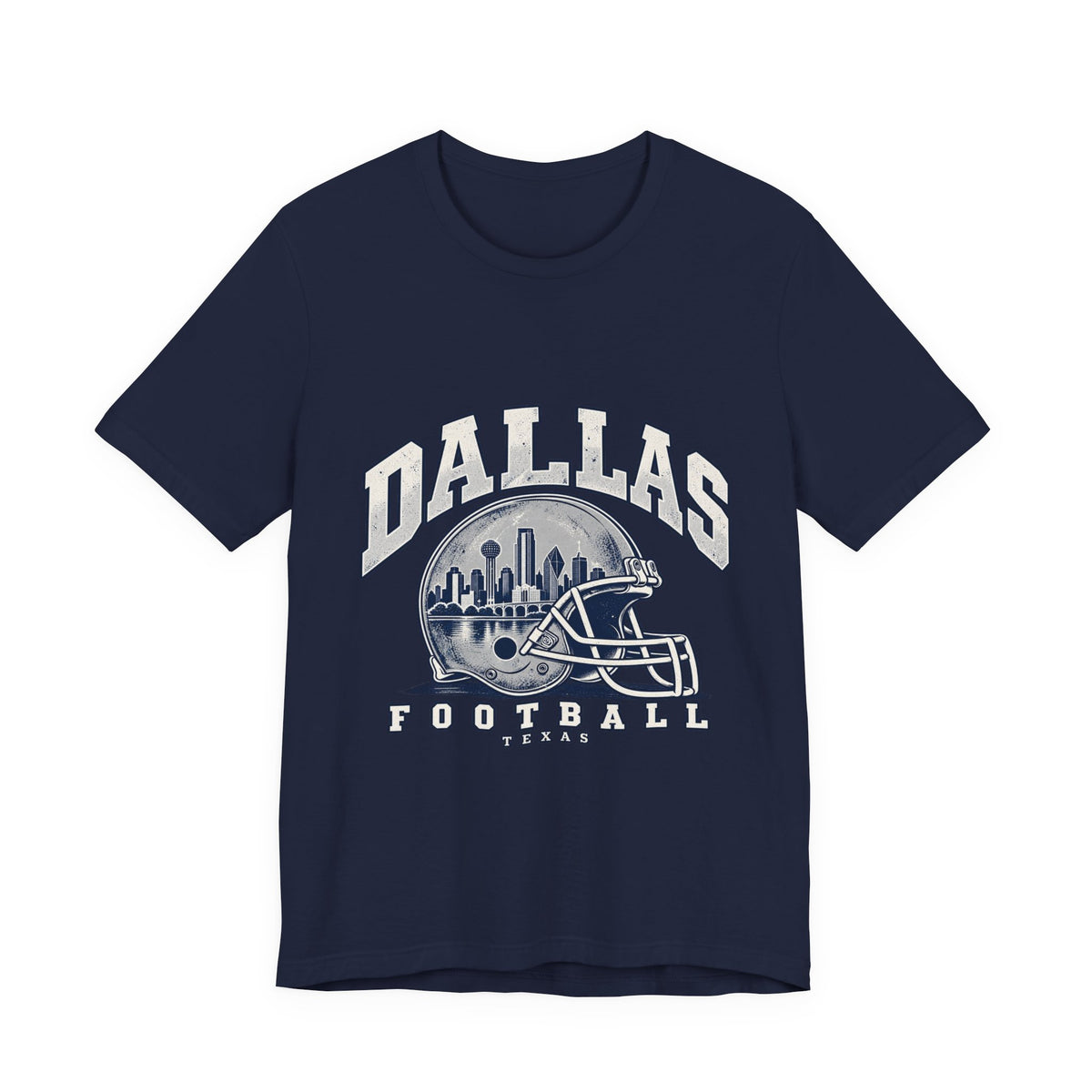 Dallas Football Front Graphic T-Shirt — Navy, White & Gray