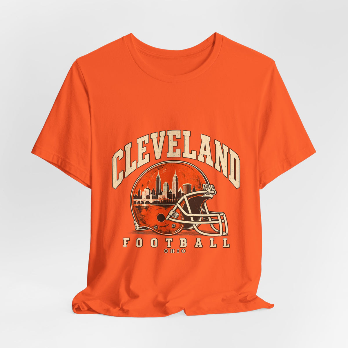 Cleveland Football Front Graphic T-Shirt — Brown, Orange & White