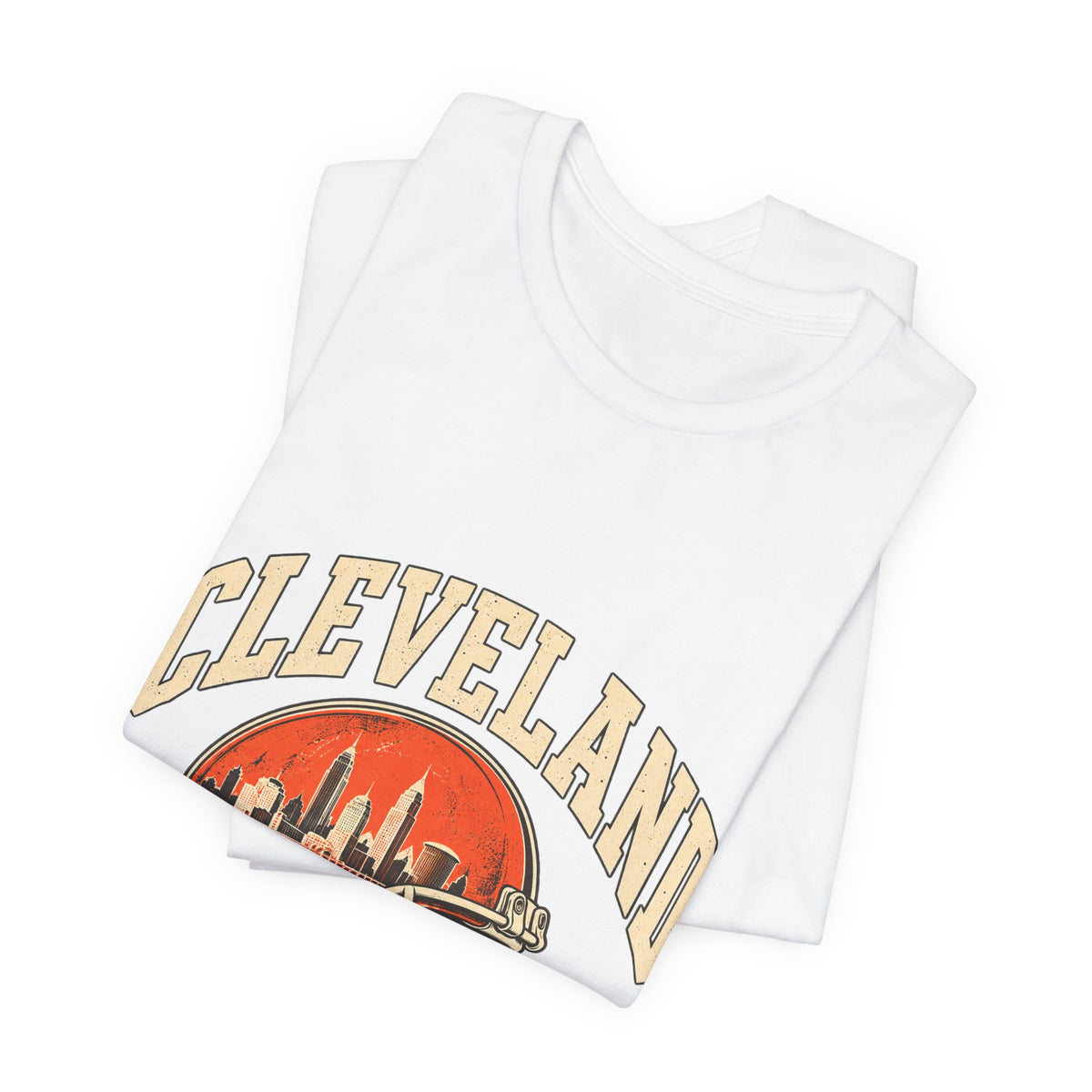 Cleveland Football Front Graphic T-Shirt — Brown, Orange & White