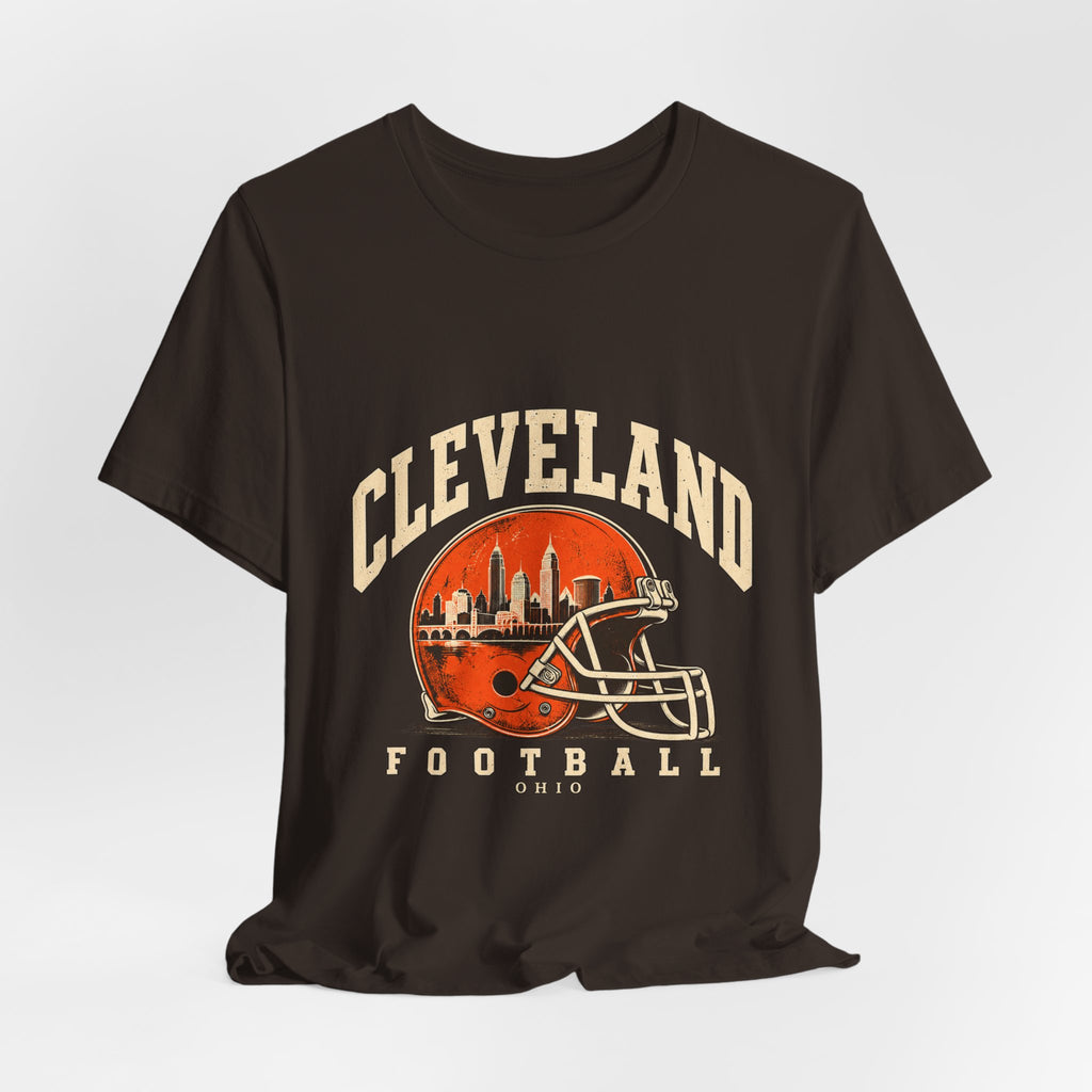 Cleveland Football Front Graphic T-Shirt — Brown, Orange & White