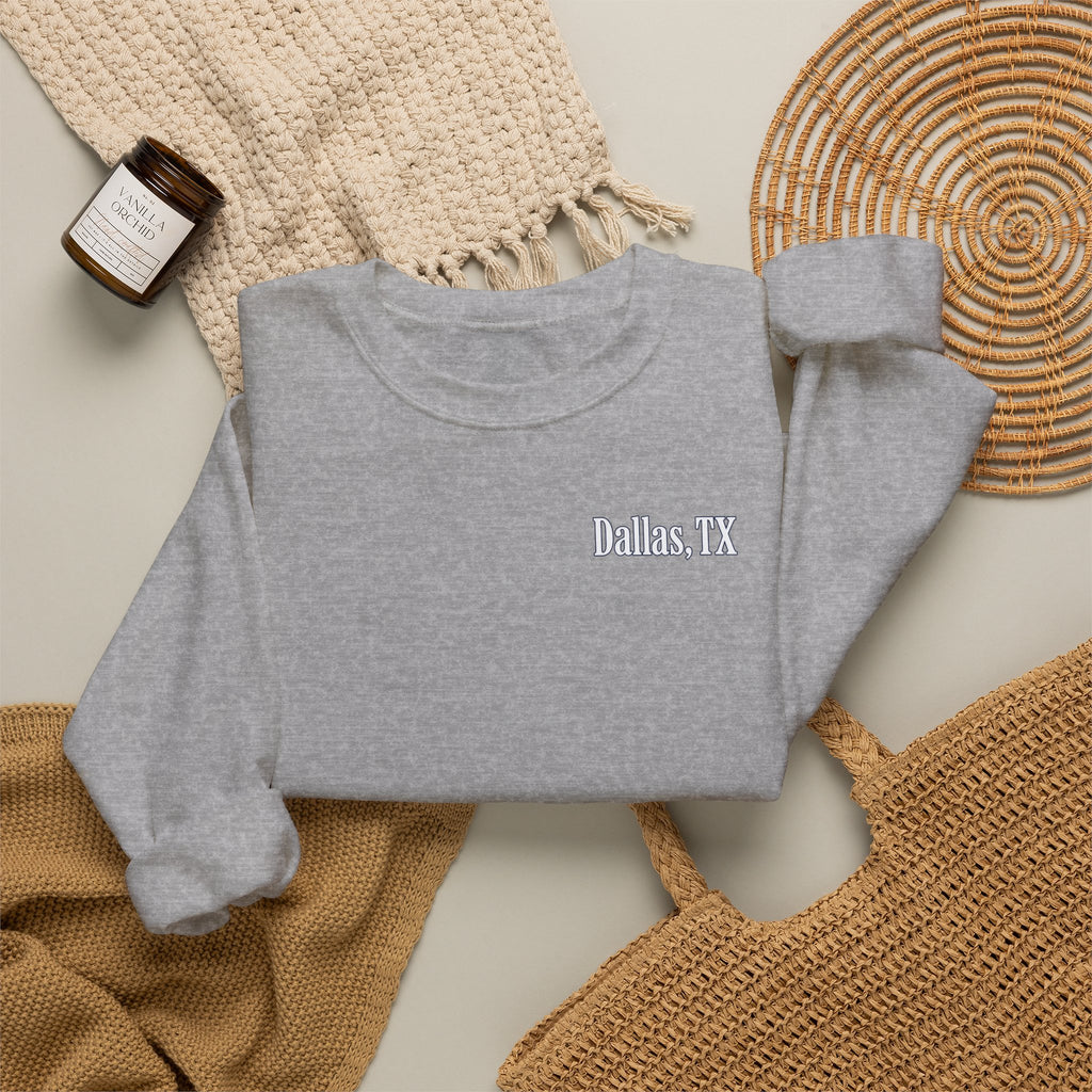 Dallas Football Crewneck Sweatshirt — Navy, White & Gray