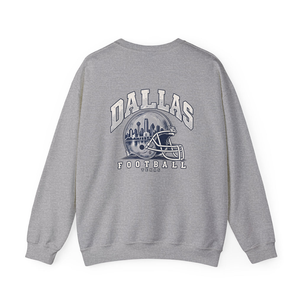 Dallas Football Crewneck Sweatshirt — Navy, White & Gray