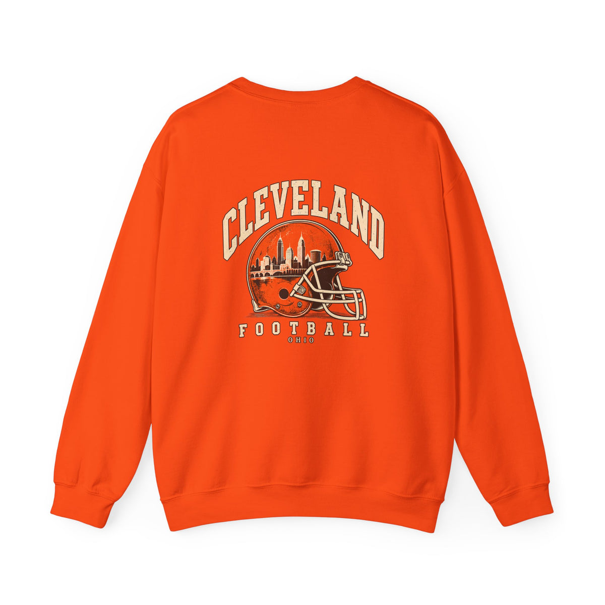 Cleveland Football Crewneck Sweatshirt — Brown, Orange & White