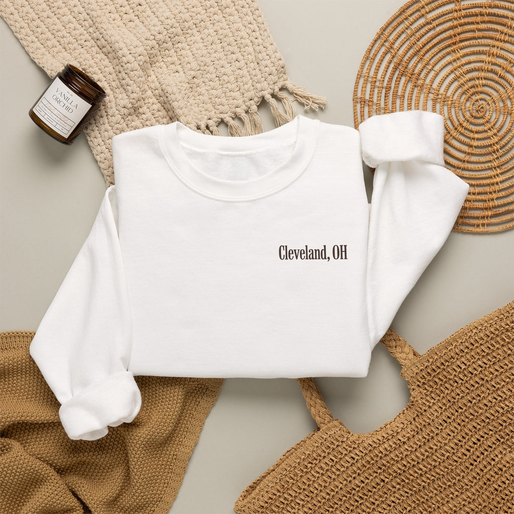Cleveland Football Crewneck Sweatshirt — Brown, Orange & White