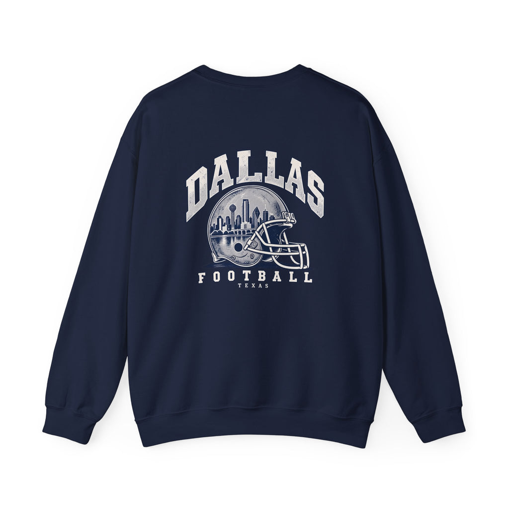 Dallas Football Crewneck Sweatshirt — Navy, White & Gray